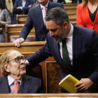 Ramón Tamames, junto a Santiago Abascal, se olvidó de pedir elecciones generales para el 28 de mayo.