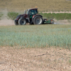 Un tractor fent tasques al camp en una fotografia d’arxiu.