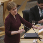 La ministra principal de Escocia, en el Parlamento de Edimburgo.