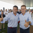 El presidente del PP valenciano, Carlos Mazón, ayer junto a Alberto Núñez Feijóo.