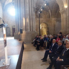 Joan Viñas, durant la lectura del pregó que dona per encetats els actes de la Setmana Santa a Lleida