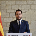Comparecencia del presidente de la Generalitat, Pere Aragonès, este martes desde el Palau de la Generalitat.