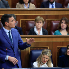 El presidente del Gobierno, Pedro Sánchez, interviene durante la sesión de control en el Congreso.