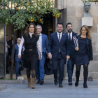 El president de la Generalitat, Pere Aragonès, amb quatre dels seus consellers el 2 de febrer.