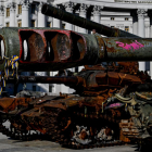 Un tanque ruso en la capital de Ucrania, Kiev.