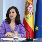 La ministra de Drets Socials, Ione Belarra, en roda de premsa després del Consell de Ministres