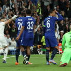 Benzema celebra el gol amb què el Madrid va estrenar el marcador ahir davant del Chelsea.