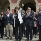 Borràs, acompanyada de membres de Junts a la compareixença després de conèixer la sentència.