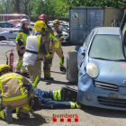 El equipo de Bomberos de Lleida, ayer en el concurso de rescates. 