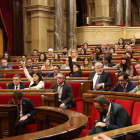El ple del Parlament durant la votació per reconèixer l'aranès com a llengua vehicular en l'ensenyament no universitari.