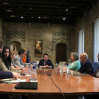 El president Aragonès durante la reunión de ayer en la Generalitat con el consejo de expertos. 