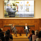 Presentación ayer en el IEI del libro que SEGRE regalará por Sant Jordi, con Anna Sàez, Joan Talarn, Santiago Costa y Anna Gómez.