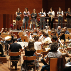 El maestro Jordi Savall, ayer por la tarde en uno de los ensayos de la ‘Missa solemnis’ de Beethoven con la orquesta y el grupo coral.