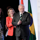 Nadia Calviño, ayer, con Luiz Inácio Lula da Silva en Madrid. 