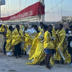 Immigrants rescatats per Open Arms arriben a Lampedusa.