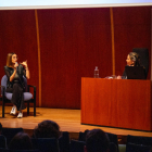 Carla Galeote, durant la intervenció ahir a la Universitat de Lleida.