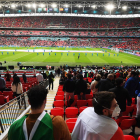 Panorámica del estadio de Wembley donde hoy se disputará la final de la Eurocopa.