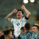 Messi celebra la victoria contra Brasil en la final de la Copa América el pasado fin de semana.