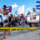 Protesta contra el régimen cubano de exiliados en Florida.