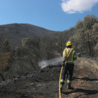 Bombers treballant ahir diumenge en l’incendi de Llançà.