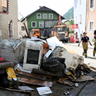 Las inundaciones afectaron ayer a localidades de Austria.