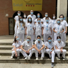 Foto de família de l’equip de mostres de Lleida al pavelló, on han fet la majoria de PCR.