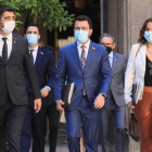 El president, Pere Aragonès, junto a otros miembros de su Govern ayer tras el Consell Executiu.