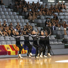 Uno de los grupos que compitió ayer en el Europeo que se disputa en el pabellón Barris Nord de Lleida.