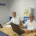 Manel Solé i Jordi Latorre van participar en l’assemblea telemàtica des de la seu del partit a Lleida.