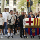 La delegació del Barça en l’ofrena floral per la Diada.