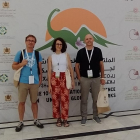Los tres representantes del Geoparc Orígens de Tremp que asistieron al congreso en Marrakech.