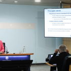 La ministra andorrana de Cultura, Joventut i Esports, Mònica Bonell, durant la presentació del projecte de llei de la llengua oficial