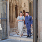 La síndica d'Aran, Maria Vergés, i el president de la Generalitat, Pere Aragonès, aquest dijous.