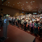 La cúpula de Junts ocupa la primera fila del consell nacional que la formació va celebrar ahir a Mataró.