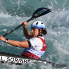 Laia Sorribes, en plena acció durant la jornada d’ahir al canal londinenc de Lee Valley.