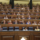 Diputats del PSOE aplaudeixen després d’aprovar-se la reforma.