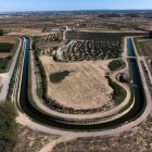 El Canal d’Urgell al seu pas per Arbeca una vegada finalitzada la campanya de regs encara que ha de garantir aigua per a proveïments.