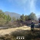 Efectius d’emergències ahir en l’incendi a Montellà i Martinet.