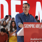 El líder del PSOE, Pedro Sánchez, ahir durant el míting que va fer a Granada.