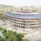 Render de l’aspecte exterior que tindrà el renovat Camp Nou.