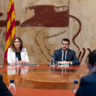 Aragonès, presidint la reunió celebrada ahir amb l’Executiu per analitzar l’informe.