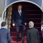 El president de Rússia, Vladímir Putin, a l’aterrar ahir a Pequín.