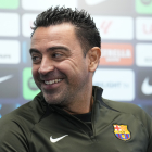 Xavi, durant la roda de premsa d’ahir, prèvia al partit davant de l’Athletic, demà a Montjuïc.