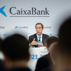 El conseller delegat de CaixaBank, Gonzalo Gortázar, en un moment de l’acte d’ahir a València.
