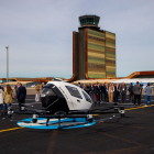 El dron de passatgers va fer un vol de prova a Alguaire sense persones a l’interior.