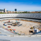 Imatge de l’estat actual de l’Spotify Camp Nou, amb les obres de remodelació en marxa.
