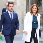 Aragonès i Vilagrà a punt d’entrar al Consell Executiu celebrat ahir.