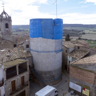 Estat actual de la torre medieval després de desmantellar els treballs de la primera rehabilitació.