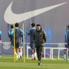 Xavi, pensatiu ahir durant l’entrenament.