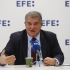 Joan Laporta, durant l’entrevista a l’Agència EFE.